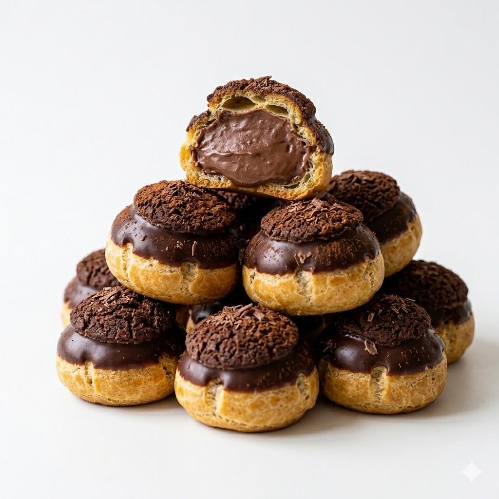 Dark chocolate cream puffs
