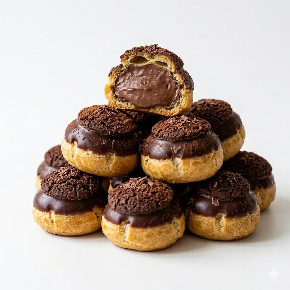Dark chocolate cream puffs