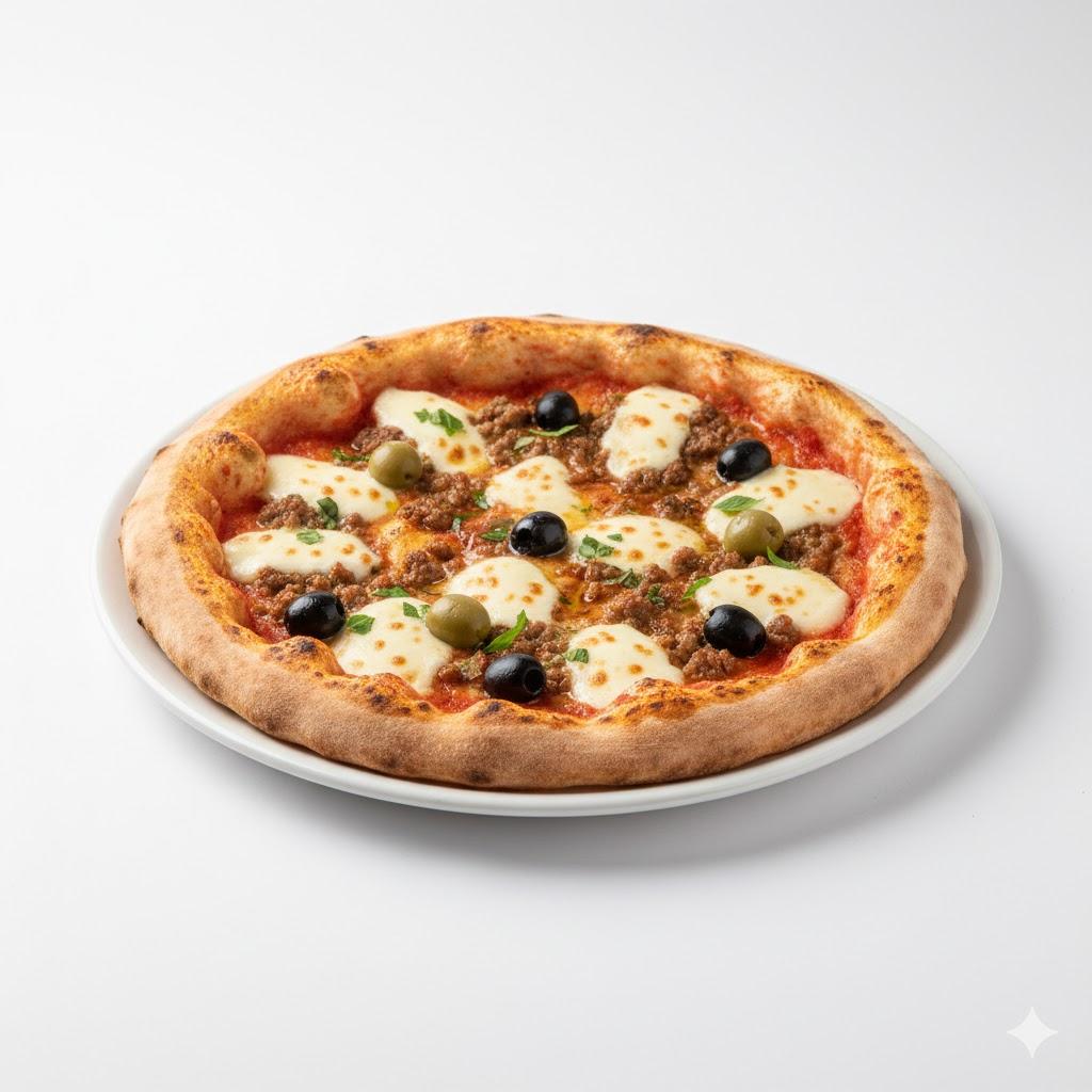 Pizza Viande Hachée au Feu de Bois