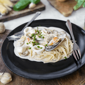 Pâtes  aux fruits de mer à la crème