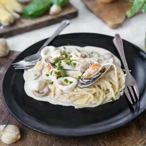 Pâtes aux chevrettes à la crème