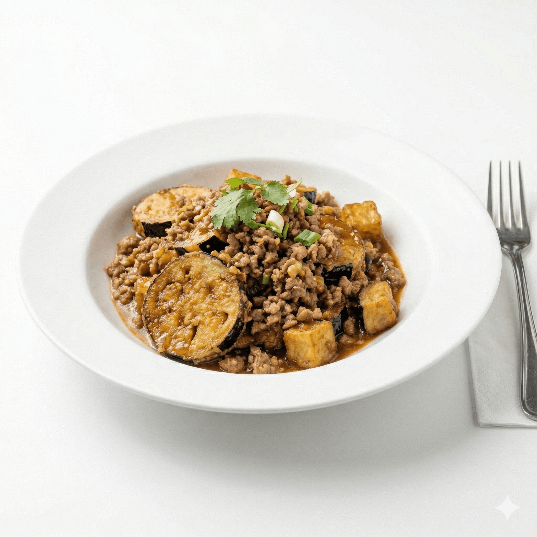 Fried eggplant with minced meat