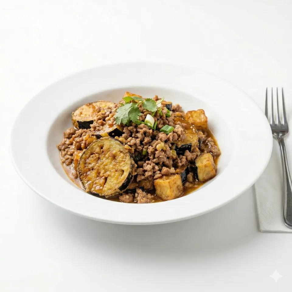Fried eggplant with minced meat