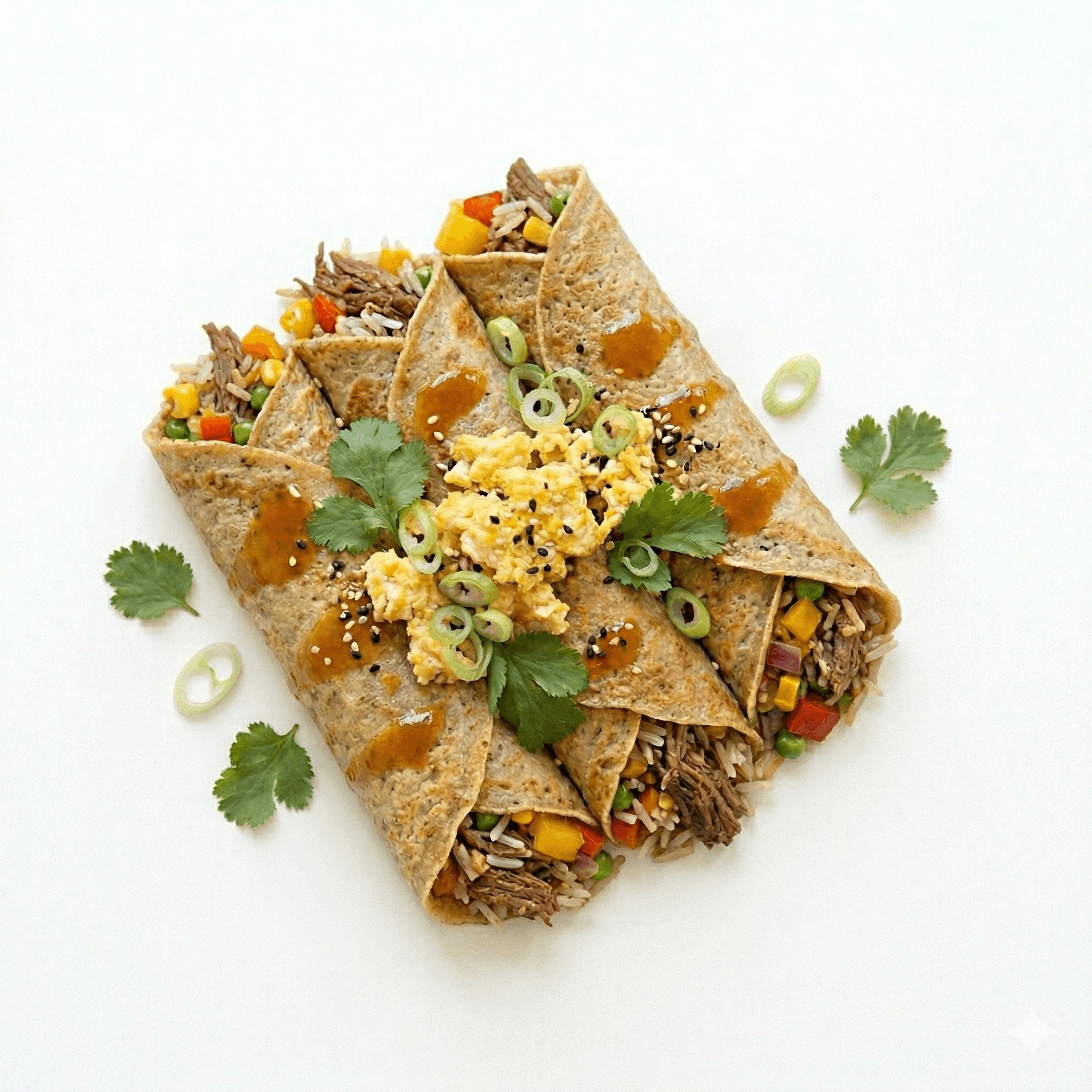 Beef crepe with rice