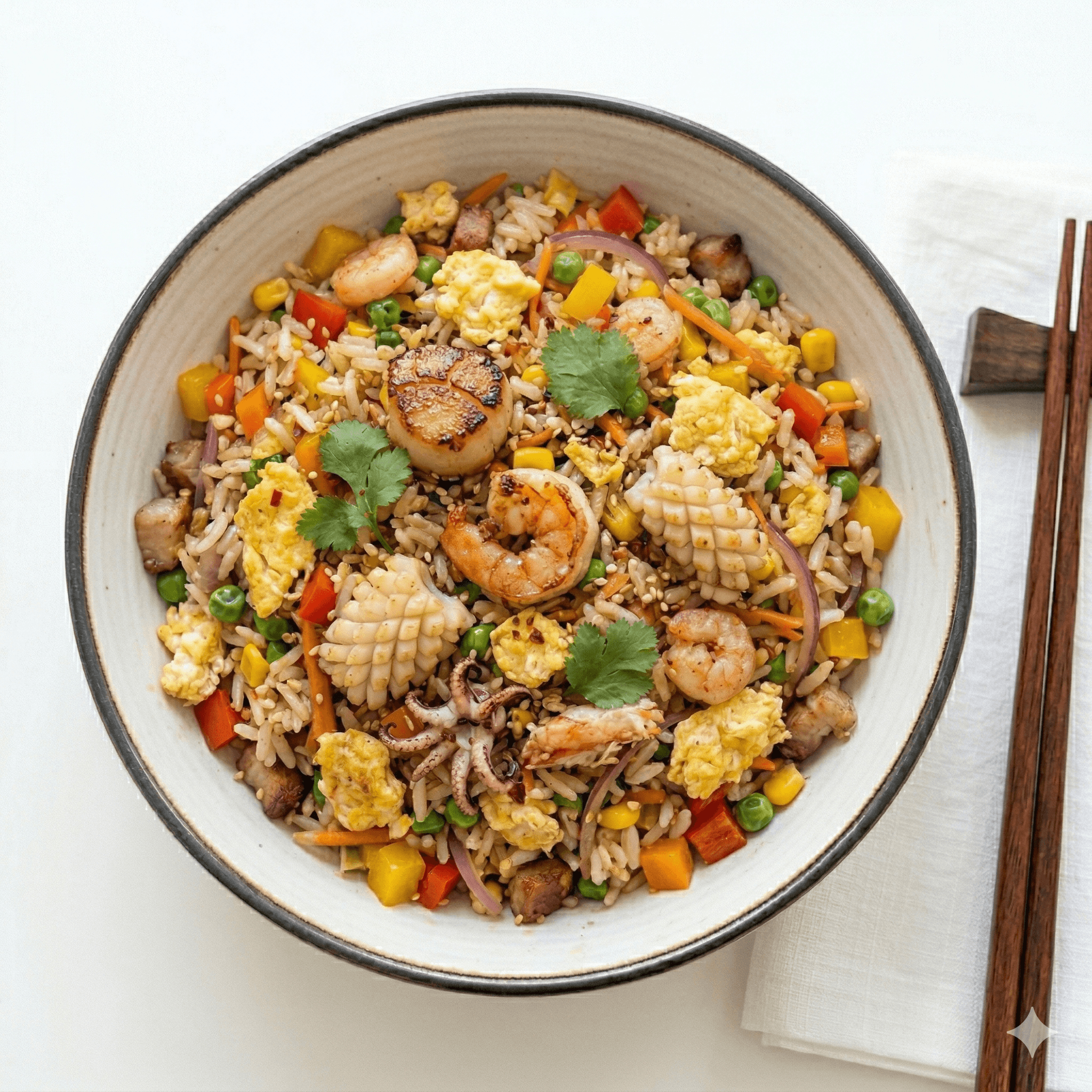 Seafood and egg fried rice