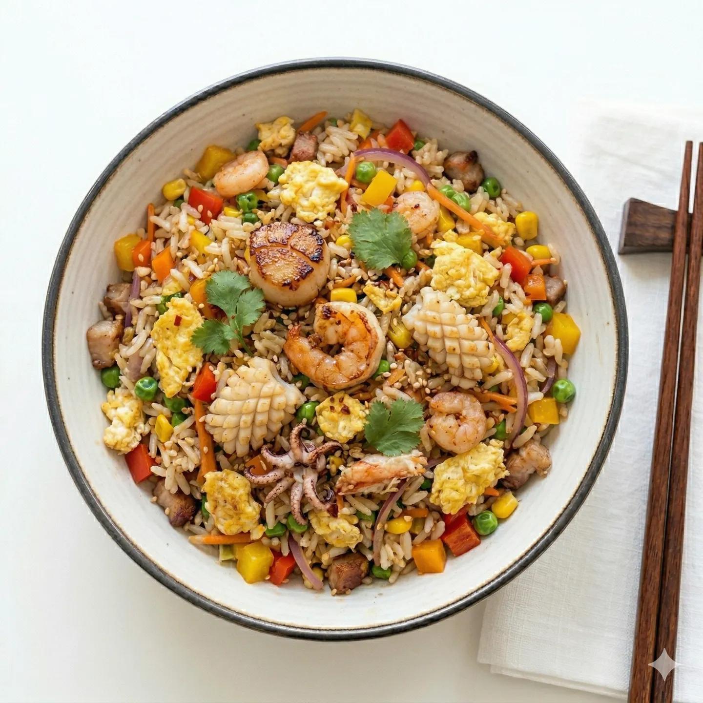 Seafood and egg fried rice