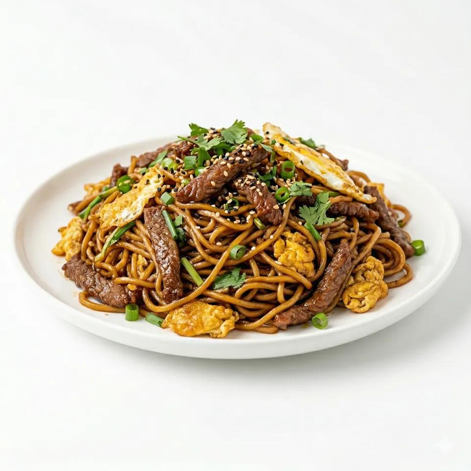 Fried Noodles, Egg, Beef