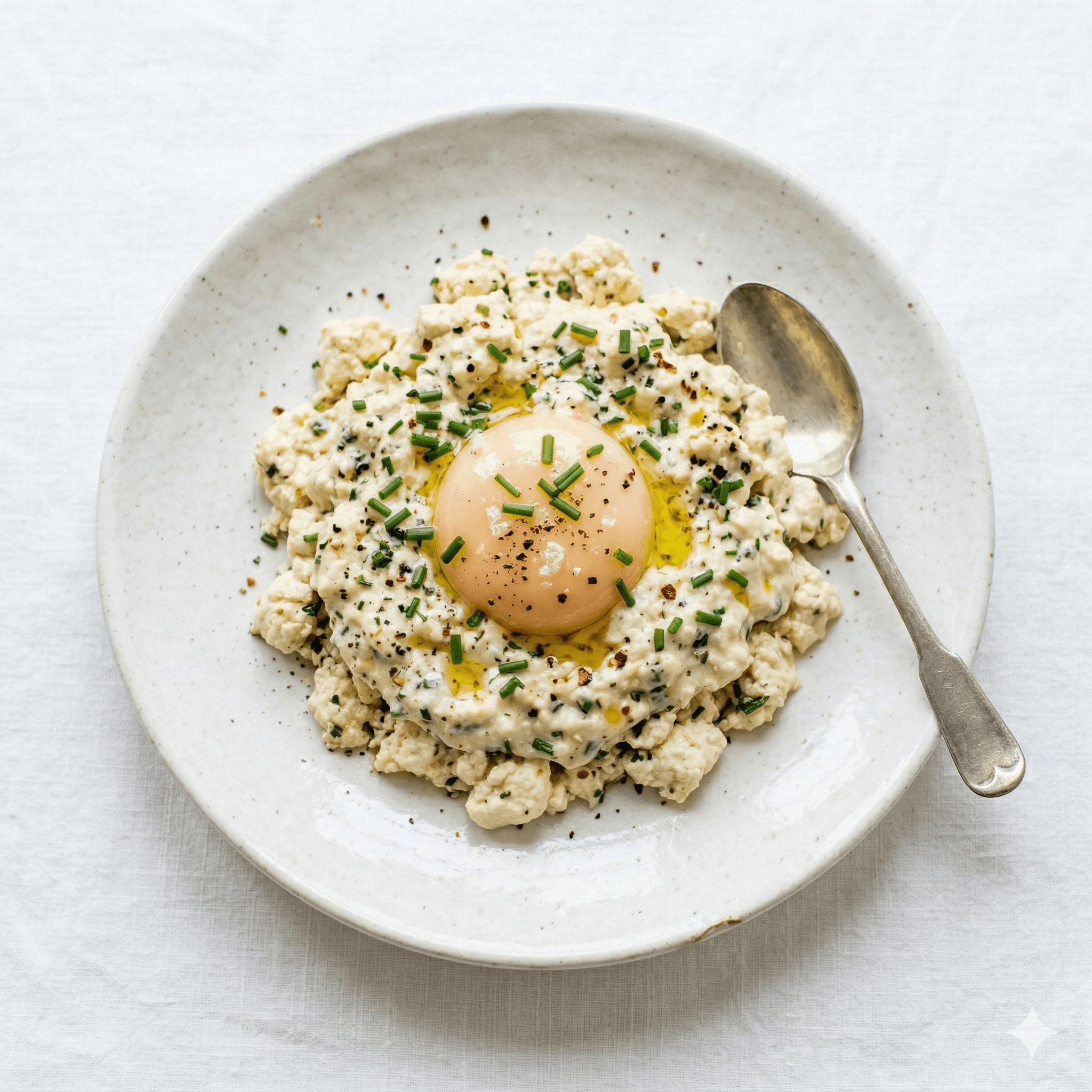 Confit egg mixed with tofu