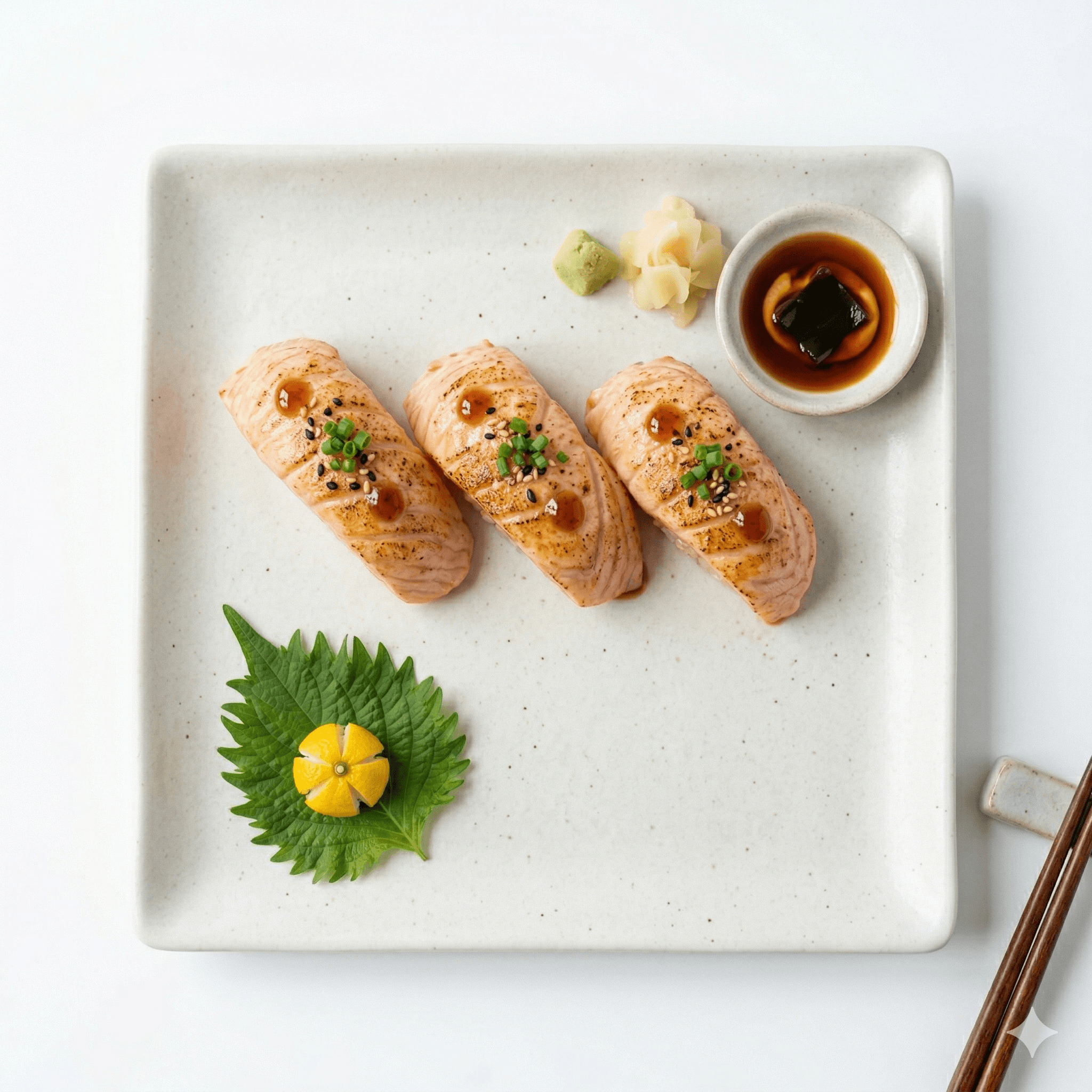 Sushi with roasted salmon