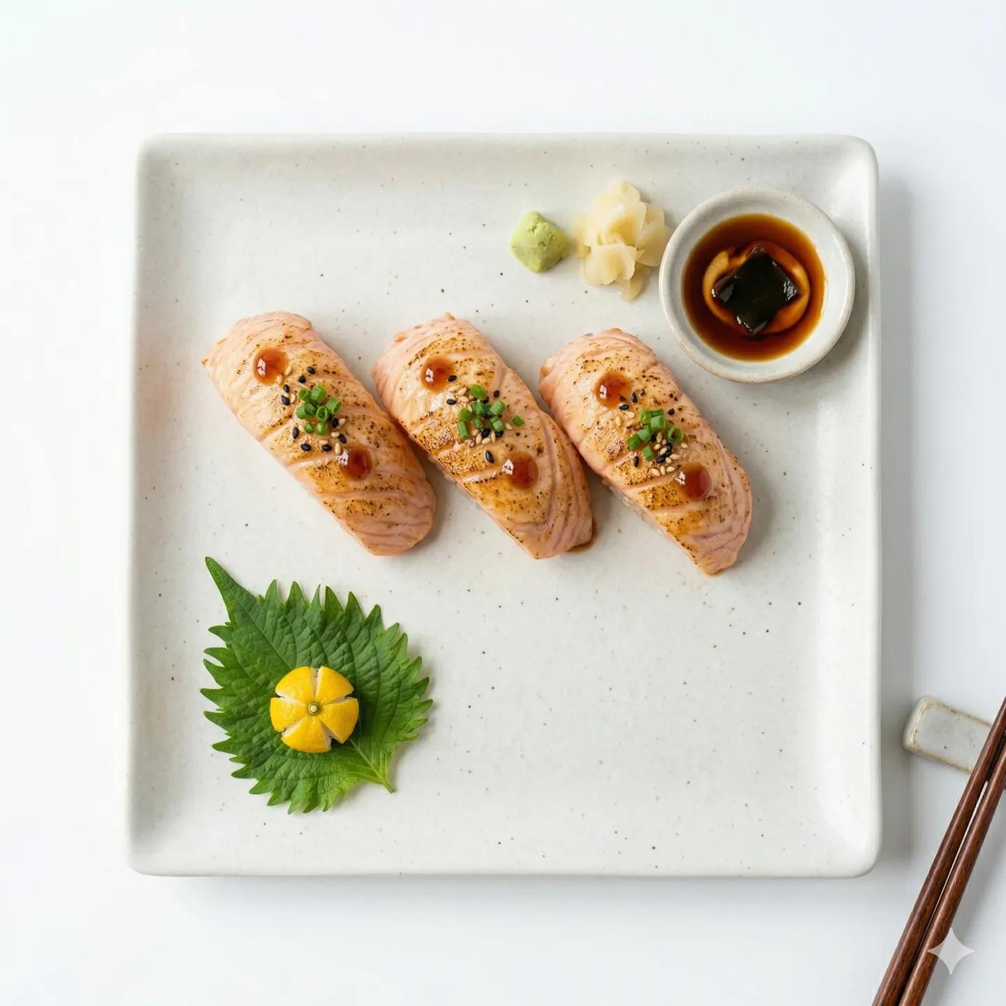 Sushi with roasted salmon