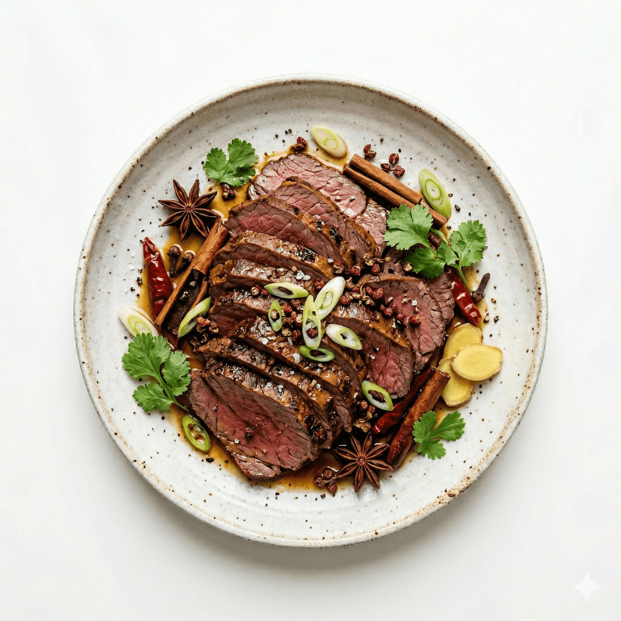 Poached beef with Chinese spices