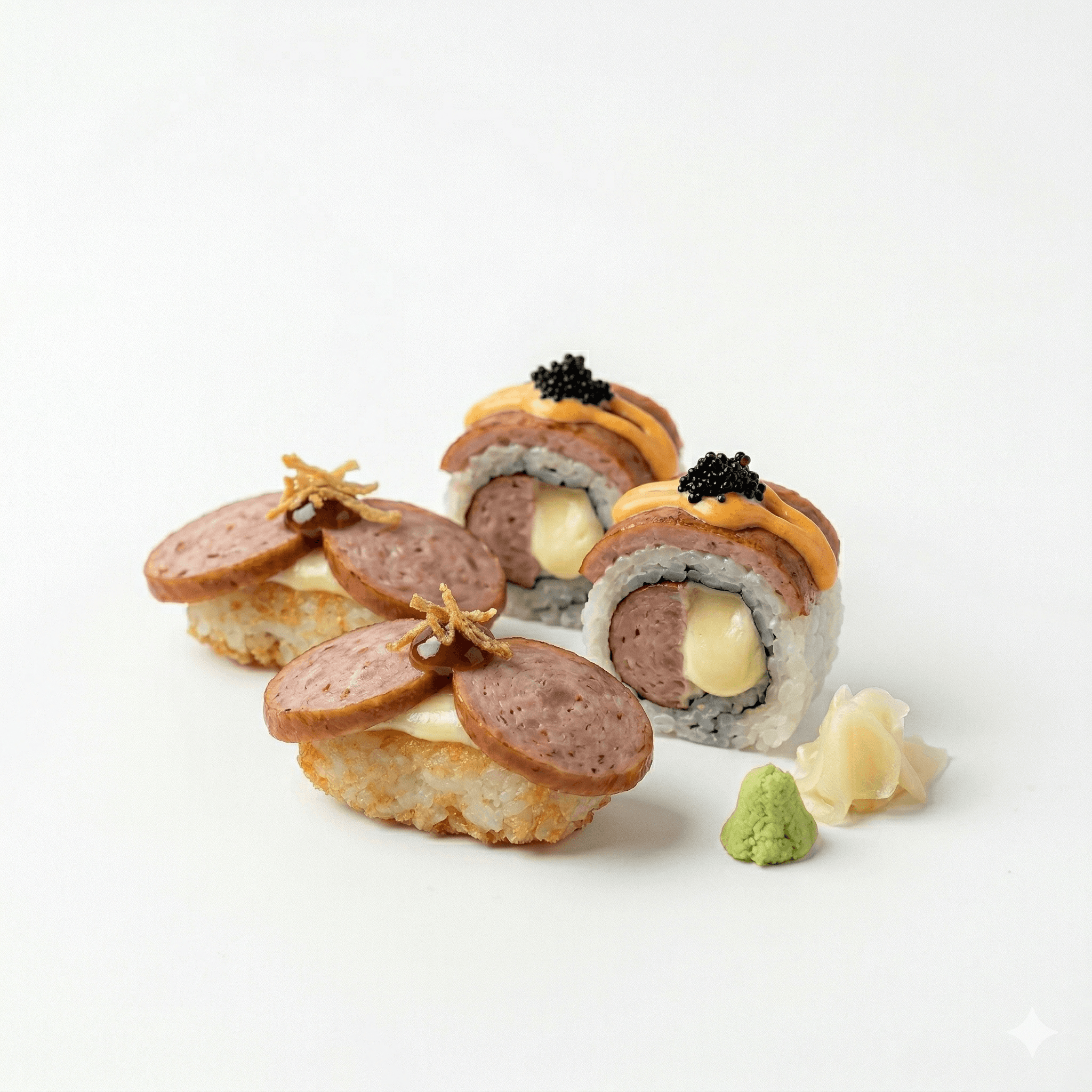 Cheese sausage sushi