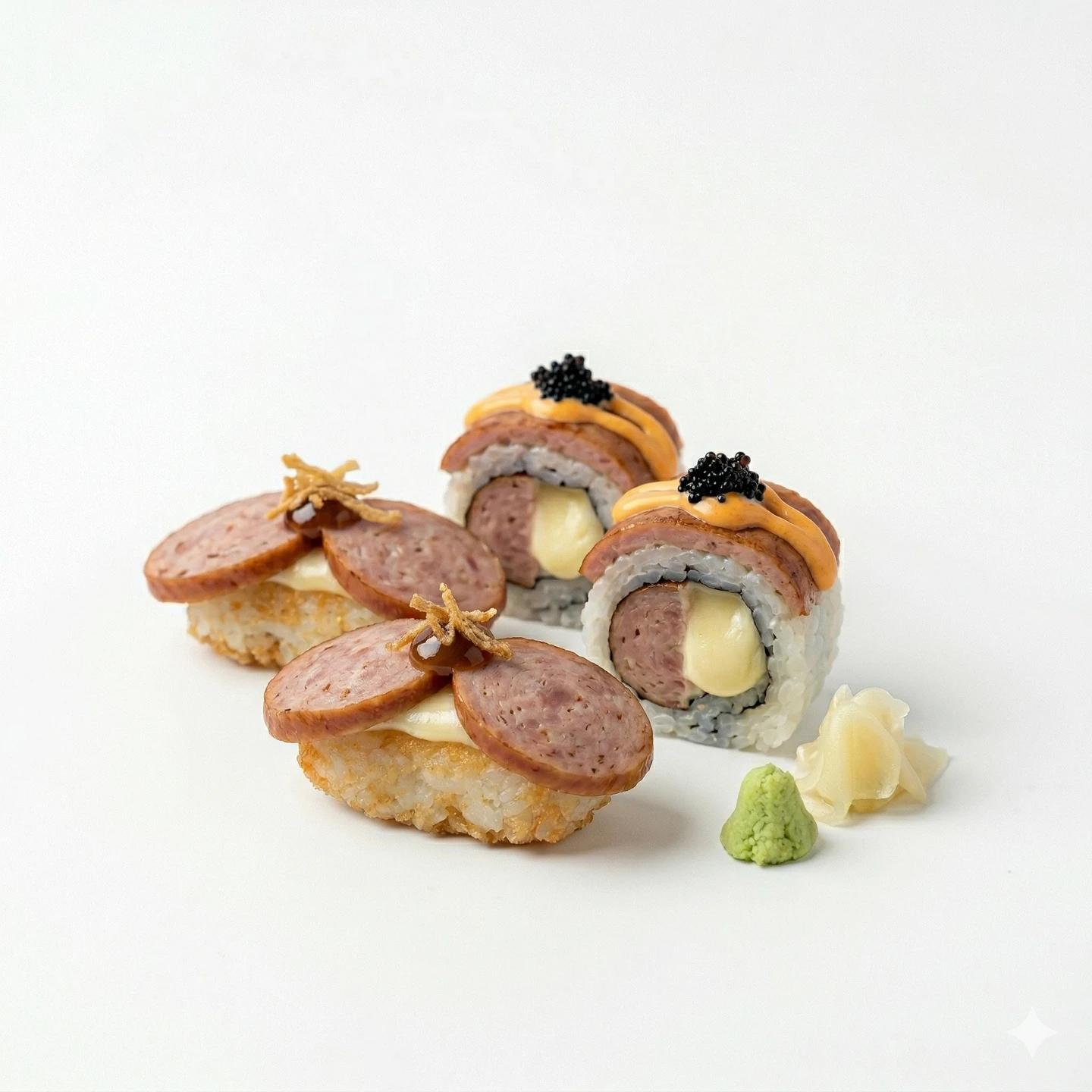 Cheese sausage sushi