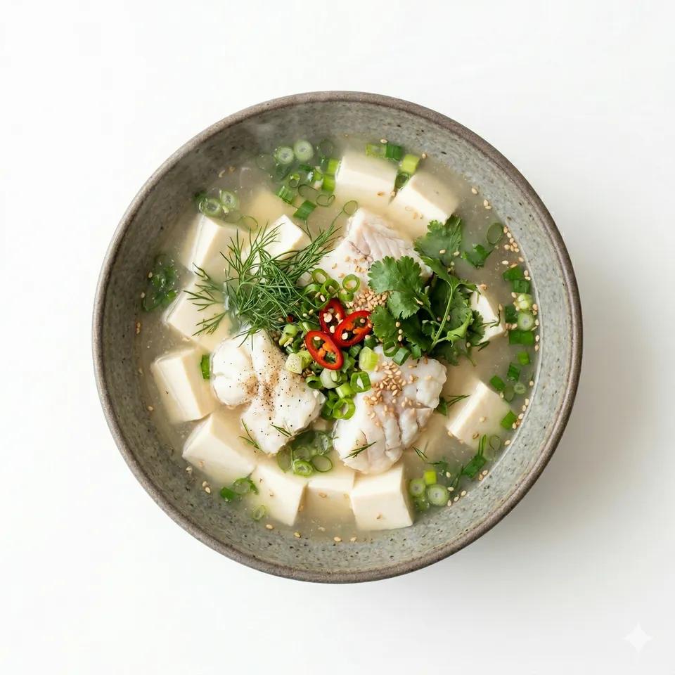 Fish and tofu soup
