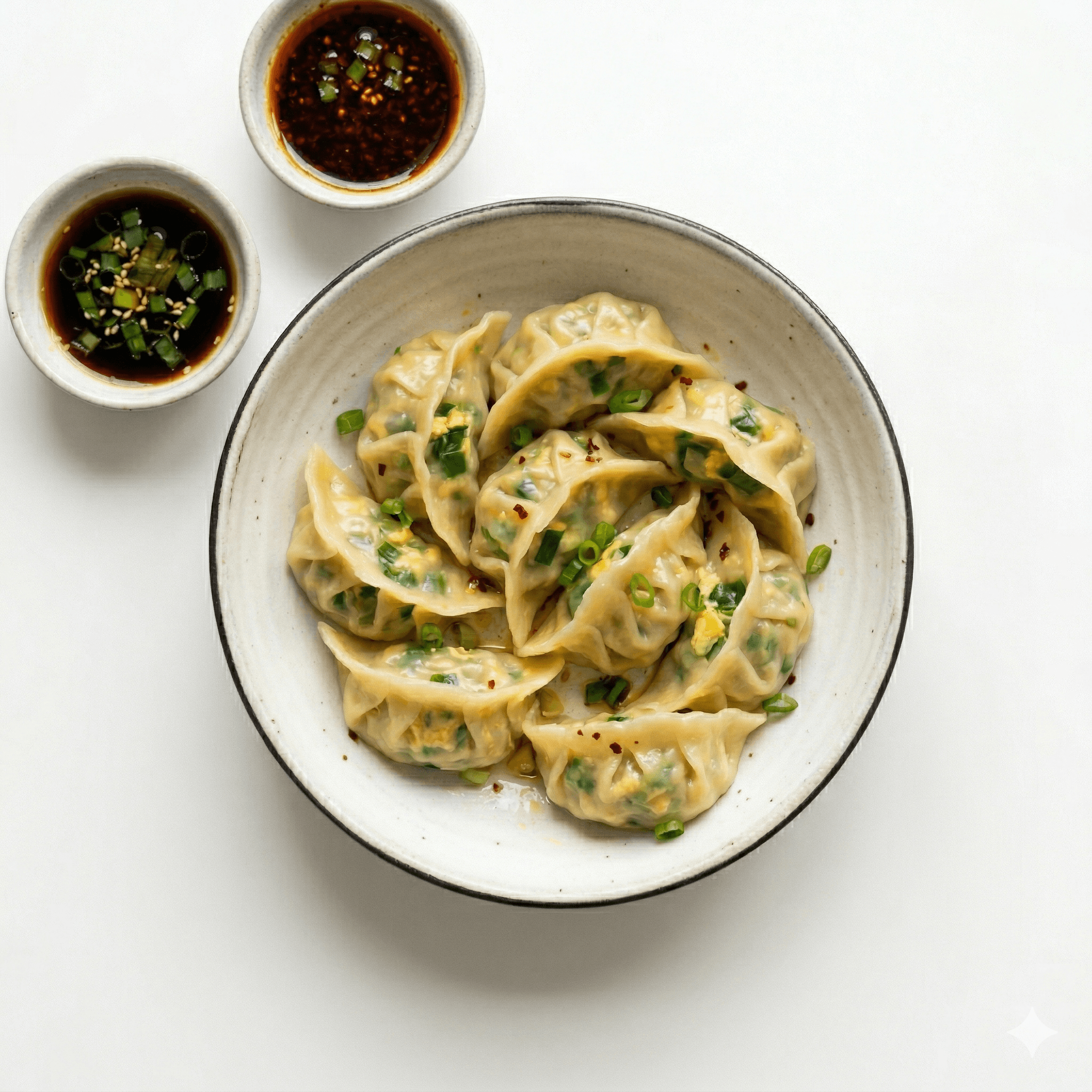 Leek and egg dumplings