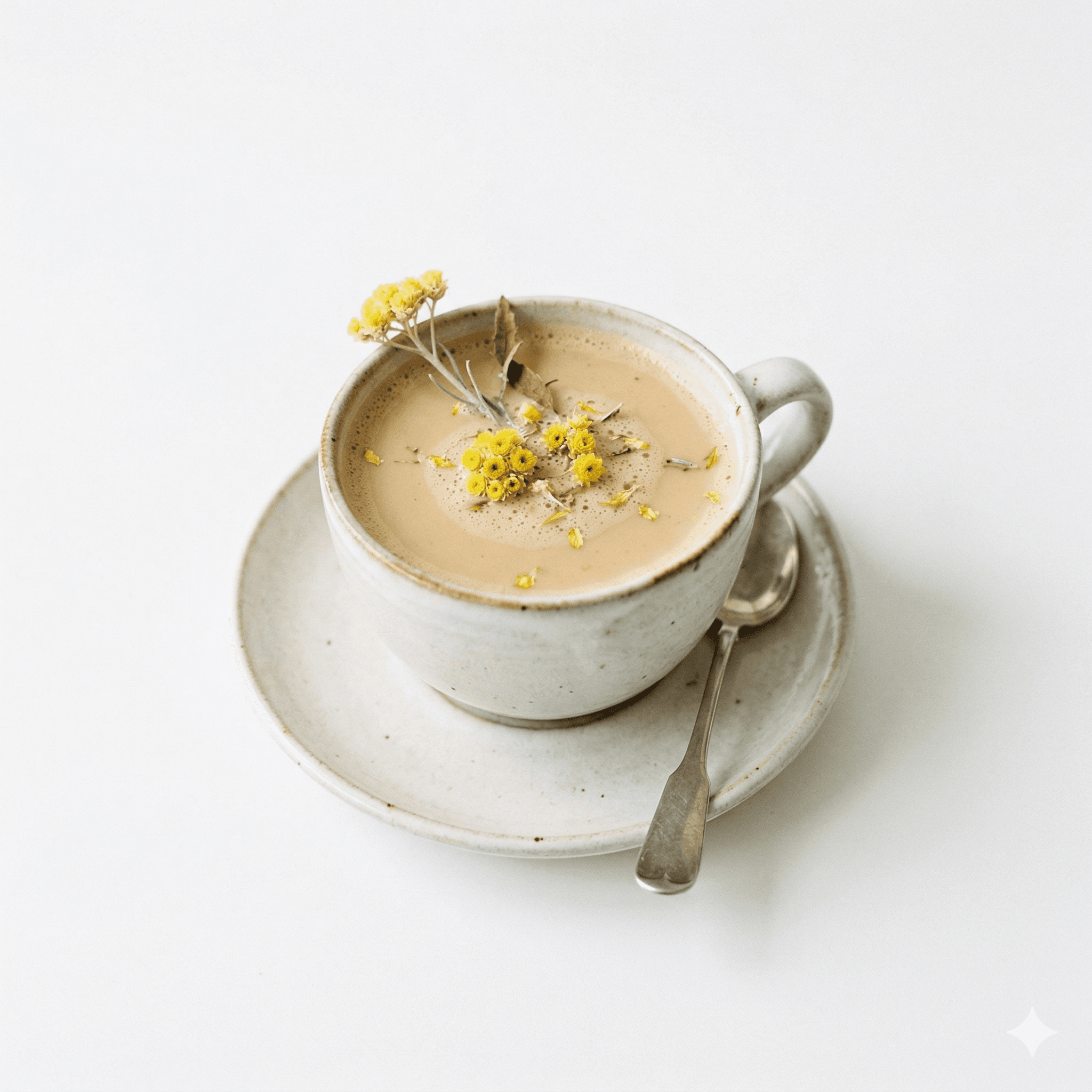 Milk tea with immortelle herbs