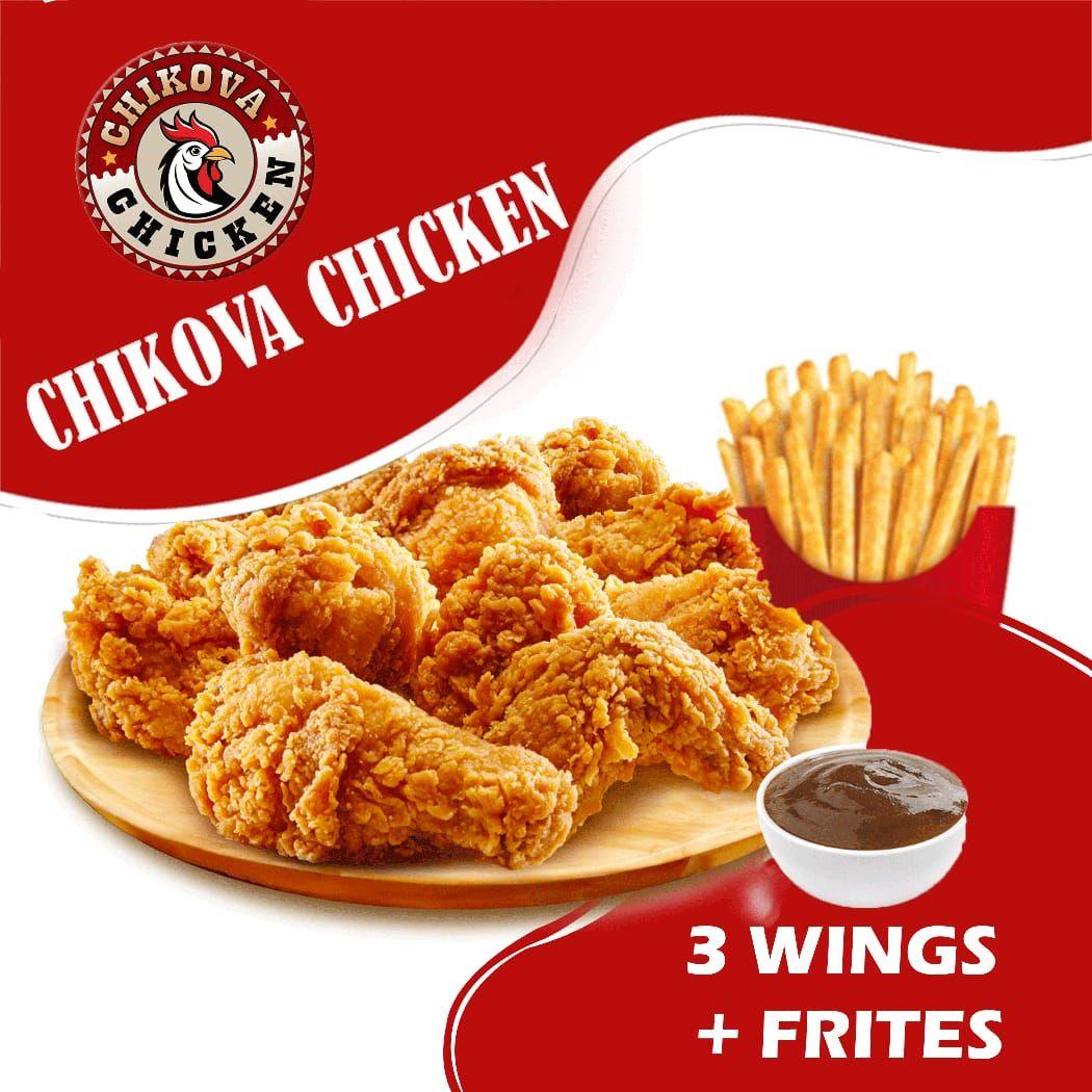 3 wings avec Une Strips et Frites