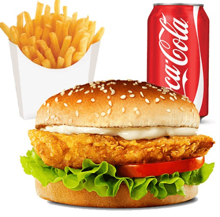 Chicken Burger + frites + boisson