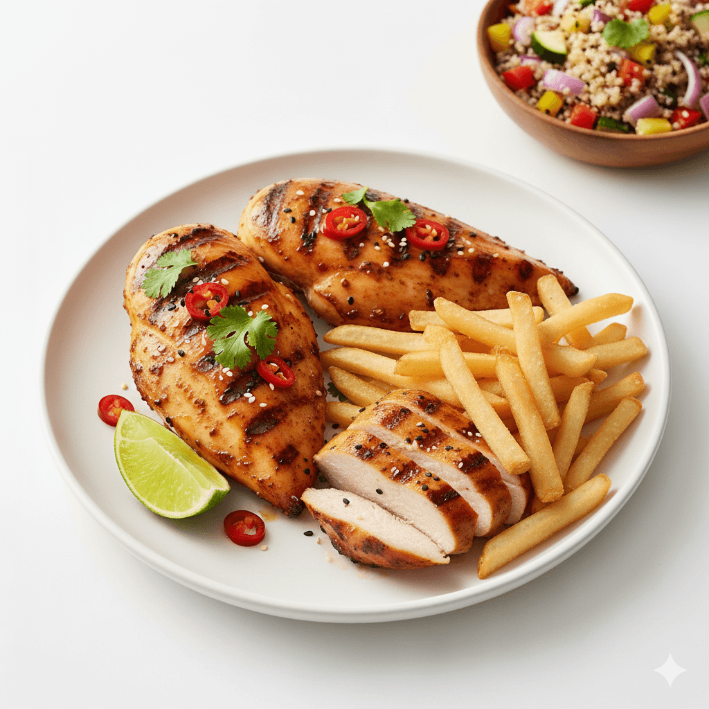 Plat Tranche De Poulet Farcie Et Frites