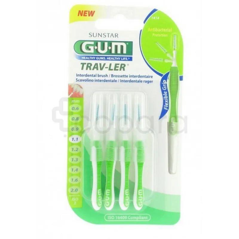 Gum Manche Avec Brossette Ultra-Fine 1.1Mm Boite De 4 Reference 1414