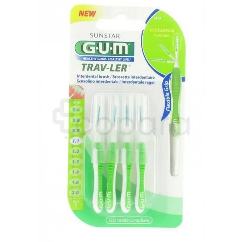 Gum Manche Avec Brossette Ultra-Fine 1.1Mm Boite De 4 Reference 1414