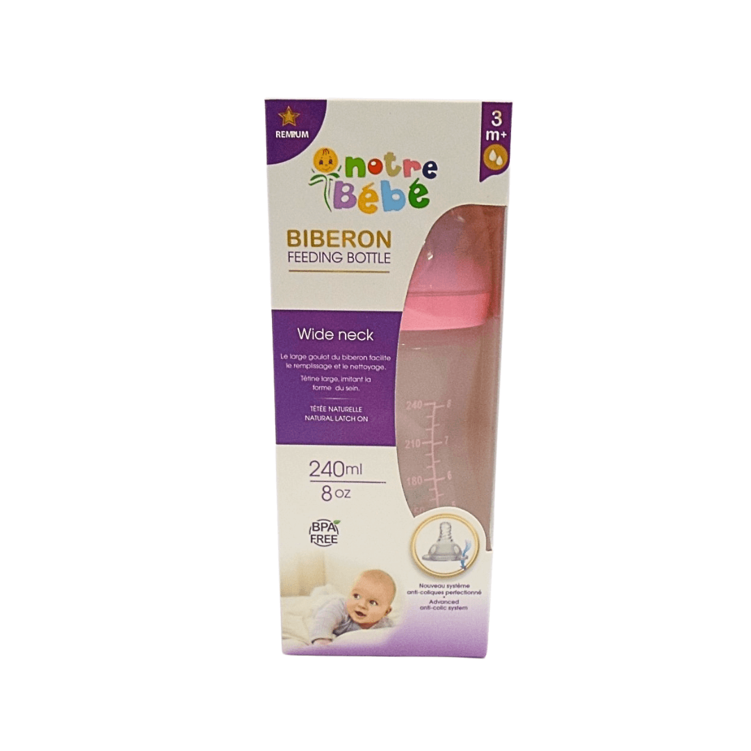 Notre Bebe Biberon Feeding Bottle Wide Neck 3Mois+ Sans Poignee 240Ml Reference Nb183