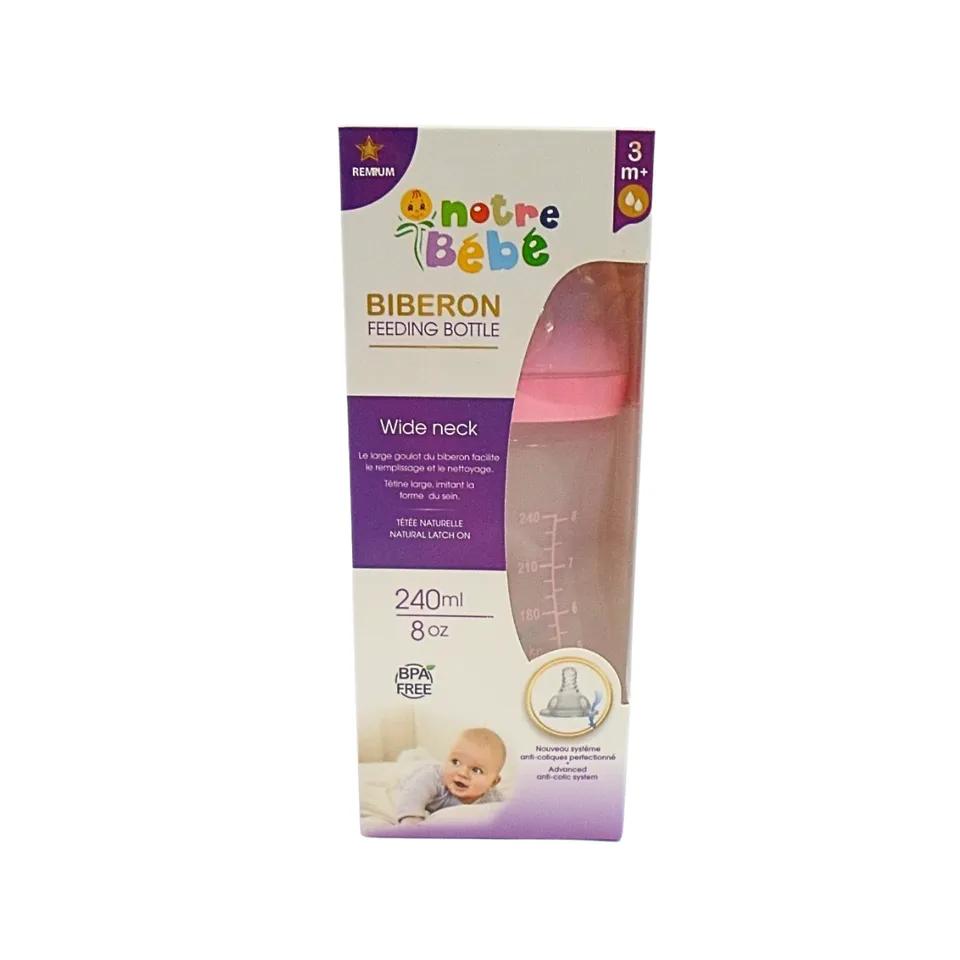Notre Bebe Biberon Feeding Bottle Wide Neck 3Mois+ Sans Poignee 240Ml Reference Nb183