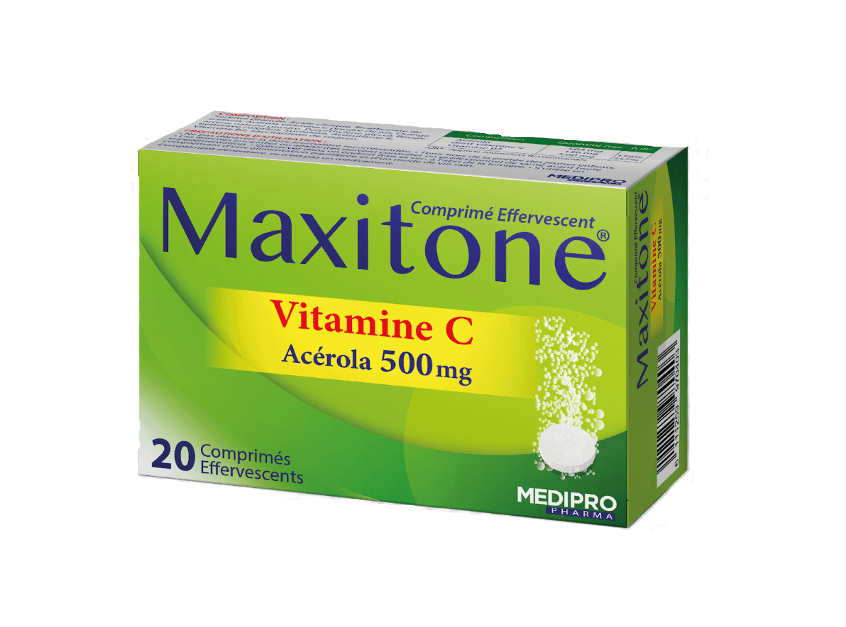 Maxitone Vitamine C Acerola 500Mg Boite De 20 Comprimes Effervescents