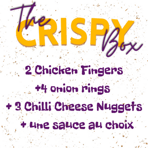 The Crispy Box (2 Chicken Fingers +4 Onion Rings + 3 Chilli Cheese Nuggets + Une Sauce Au Choix)