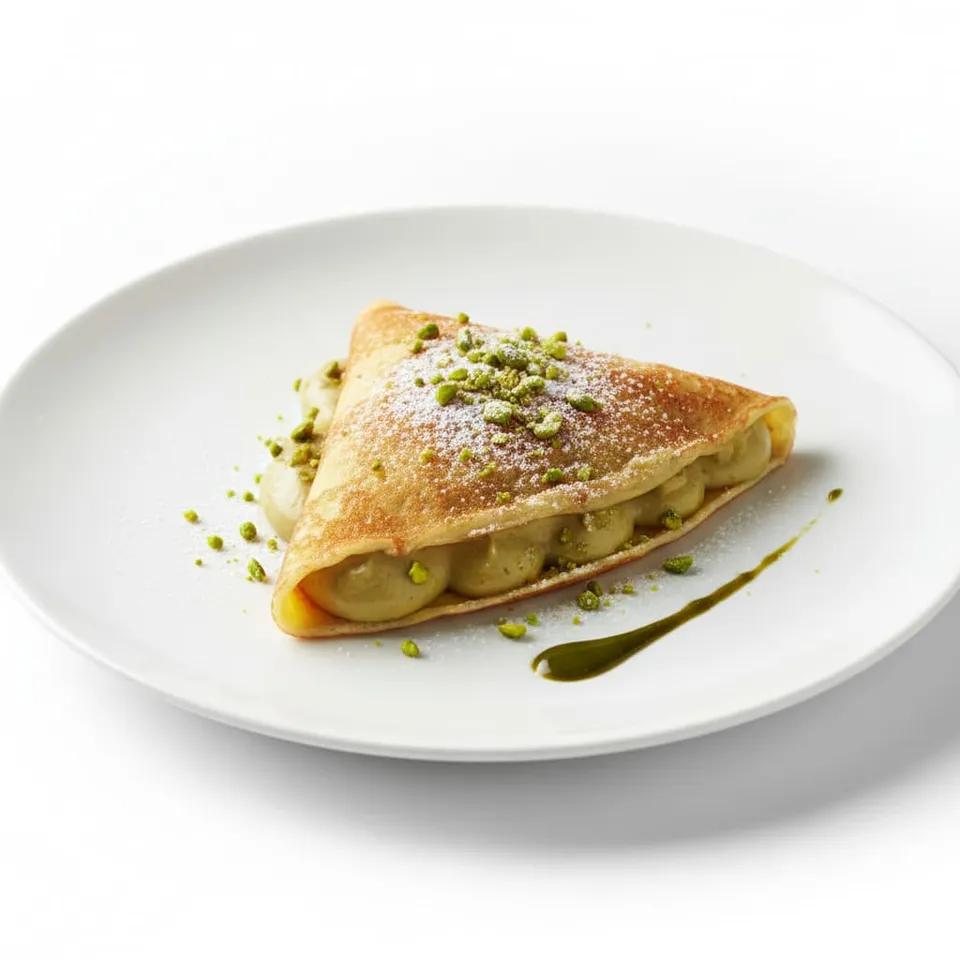 Nutella, banana, and pistachio crepe