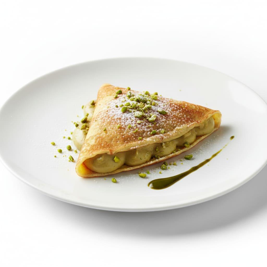 Nutella, pineapple, and pistachio crepe