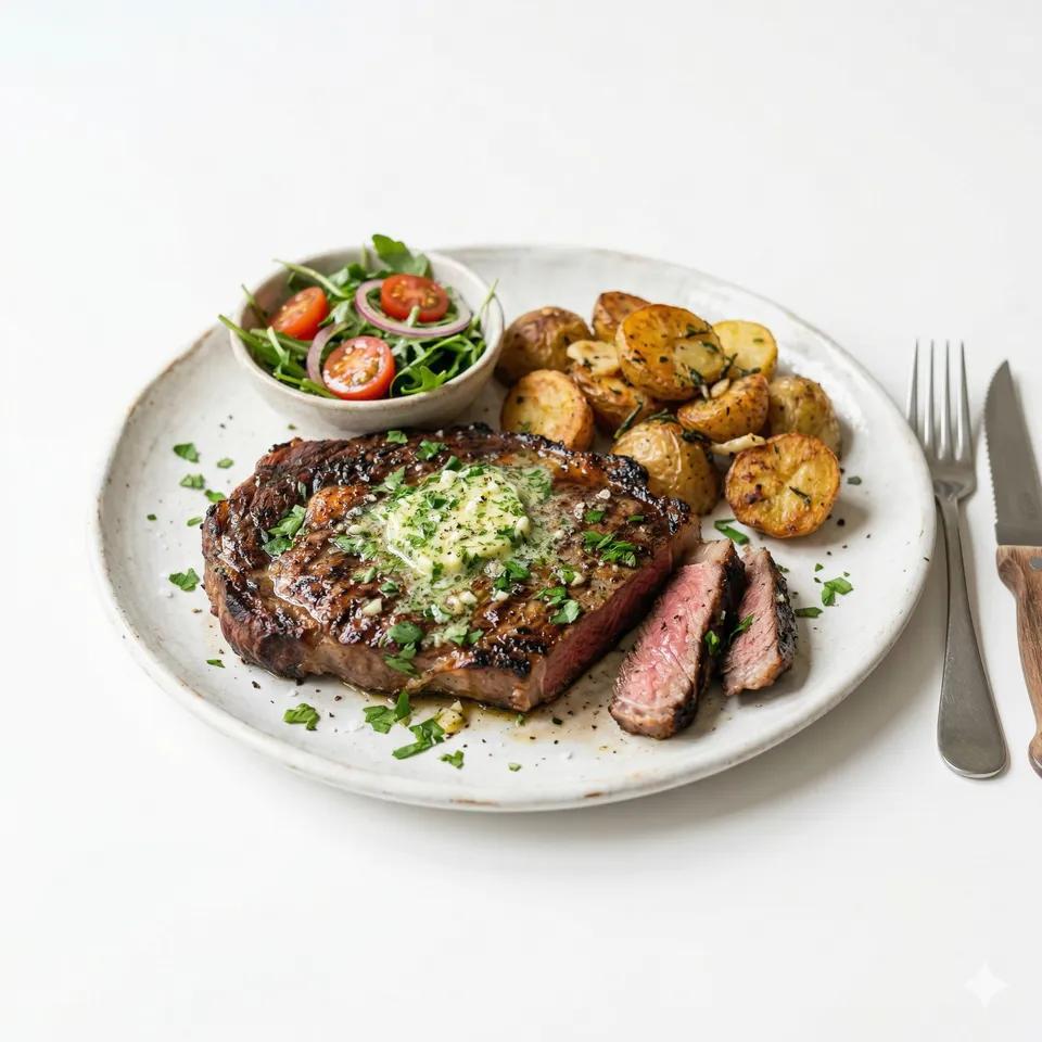Entrecôte au beurre persillé