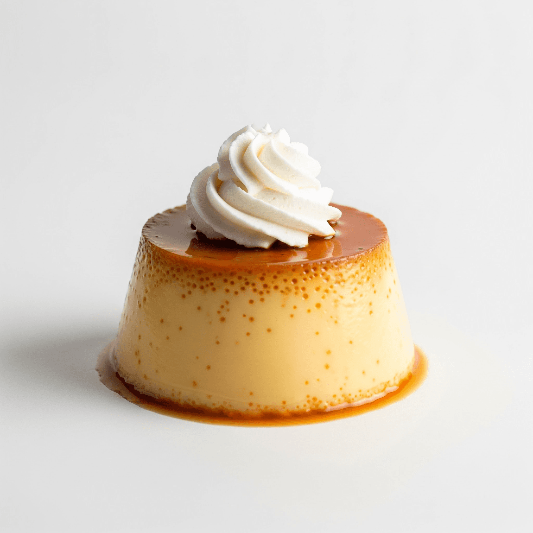 Caramel flan with whipped cream
