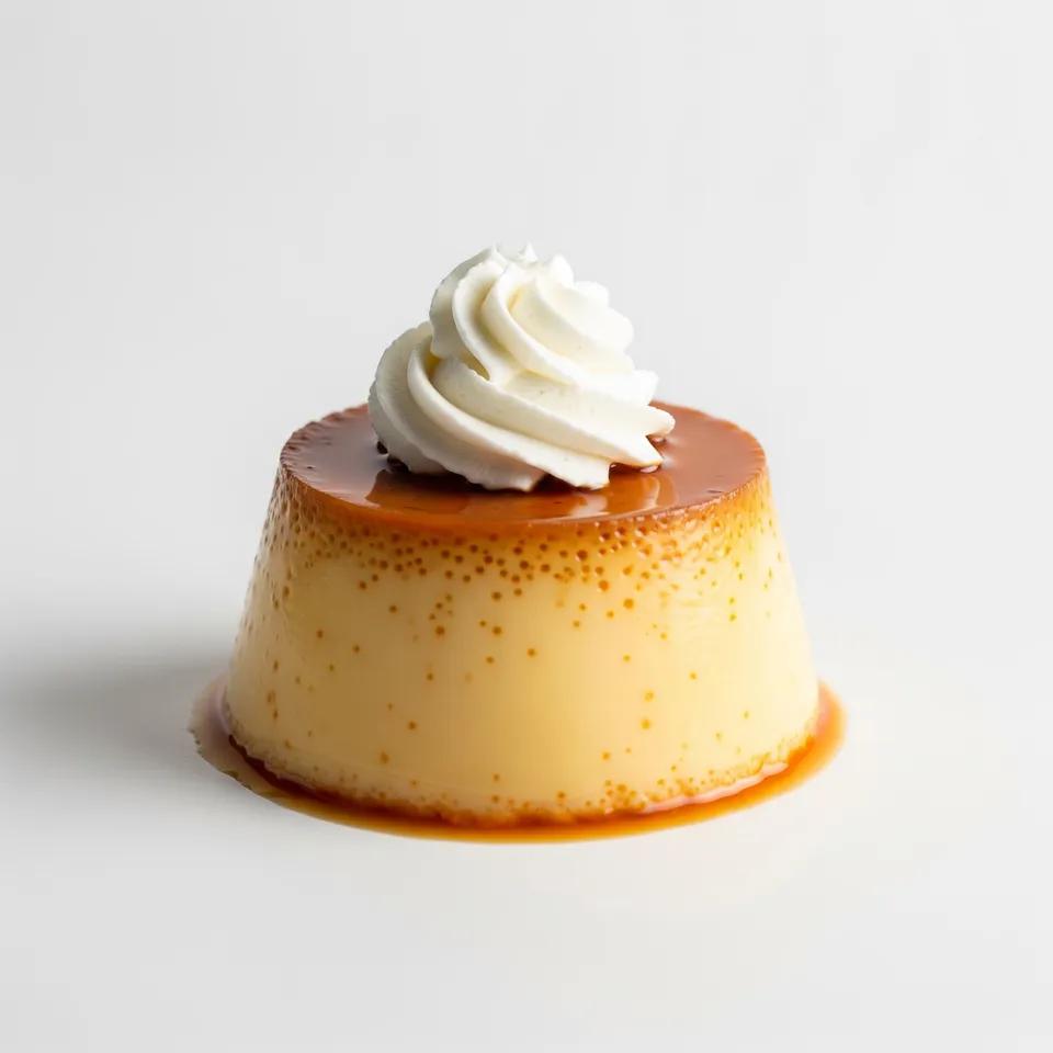 Caramel flan with whipped cream