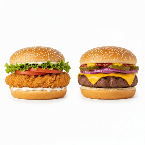 Burger americain + cheese burger + burger panné