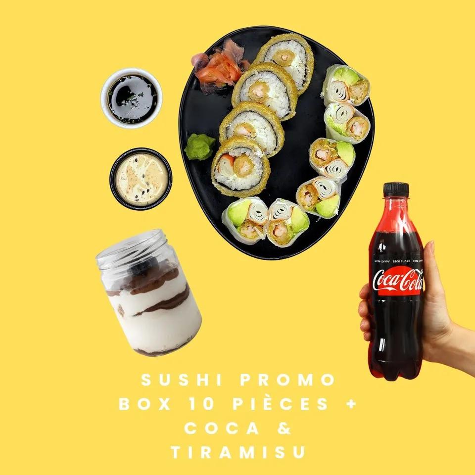 Sushi Promo Box 10 Pièces + Coca & Tiramisu