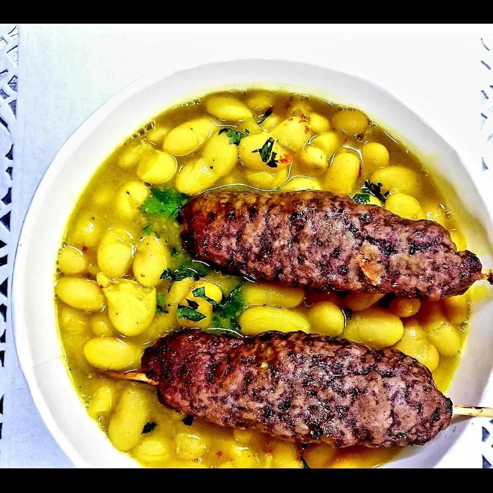 Haricots cuits façon tangia +2 viande hachée لوبيا مراكشية مع 2 قطبان كفته