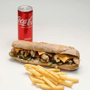 Sandwich émincé de poulet + frites+ boisson 25 cl