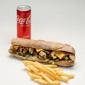 Sandwich émincé de poulet + frites+ boisson 25 cl