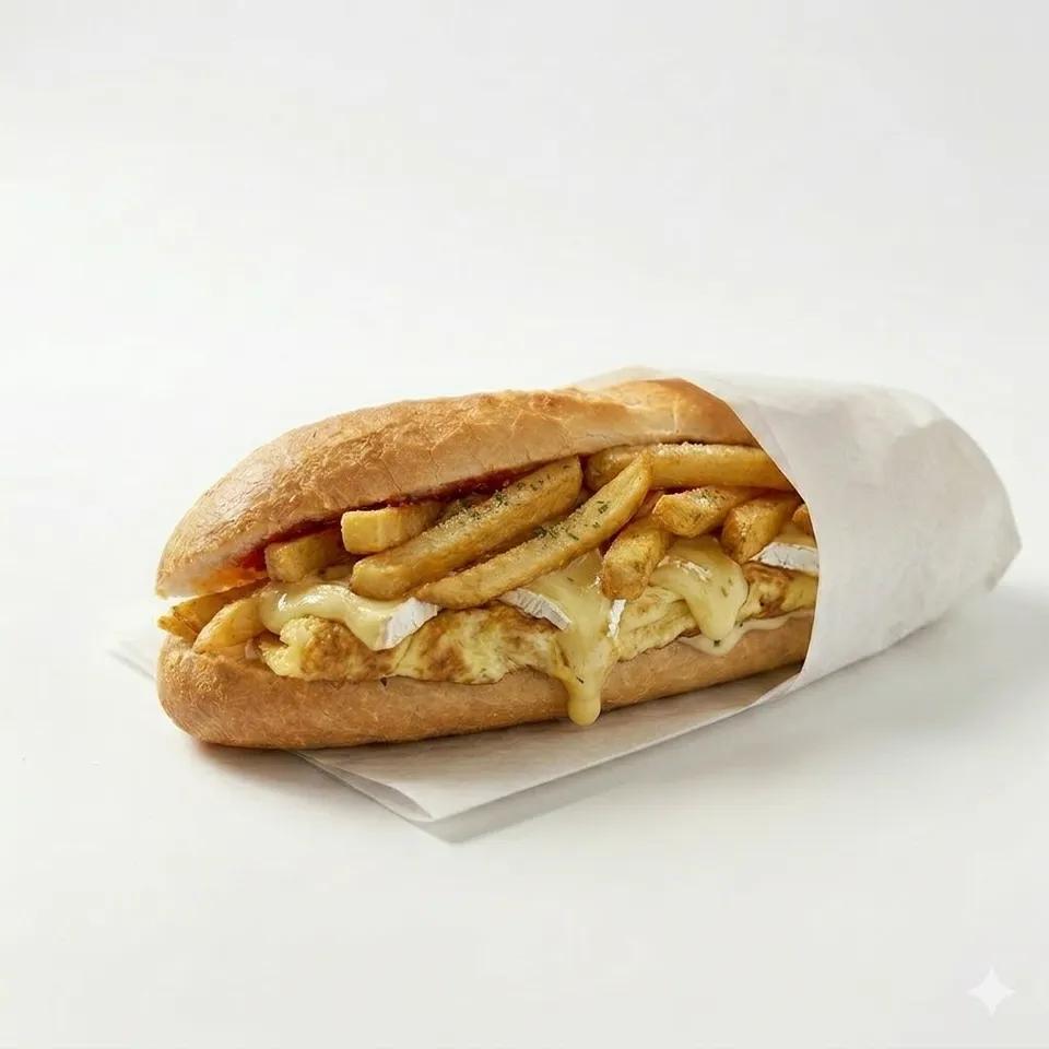Sandwich Frite Omlette Crème Camembert
