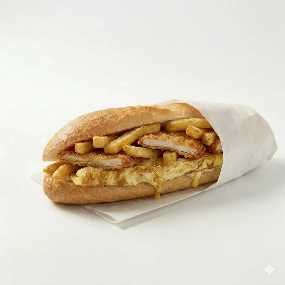 Sandwich Frite Omlette Escalope