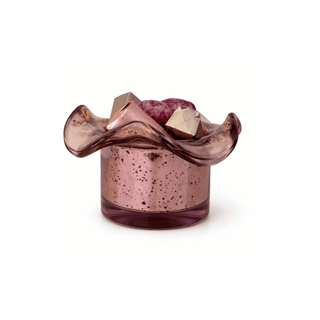 Photophore Fleur rose avec 100g de chocolat