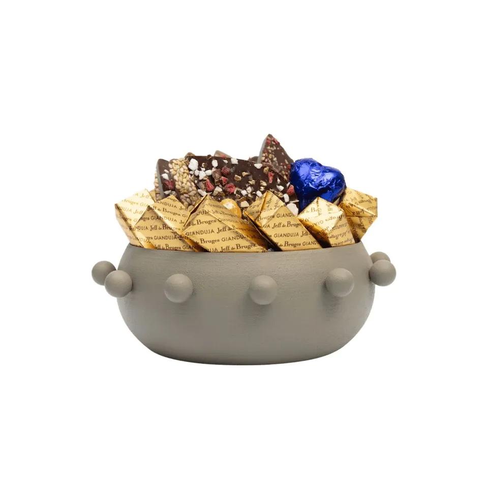Saladier en Métal avec 270g de chocolat - Beige