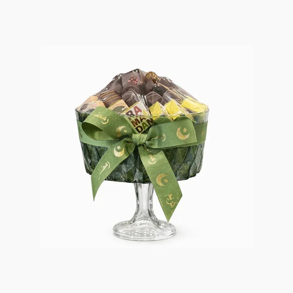 Coupe sur pied Verte avec 600g de chocolat