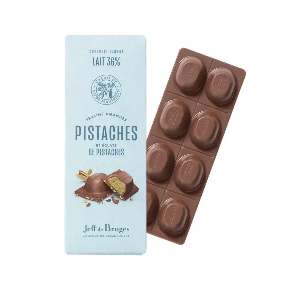 Tablette Nº16 chocolat au lait 3 de cacao praliné amandes et pistaches