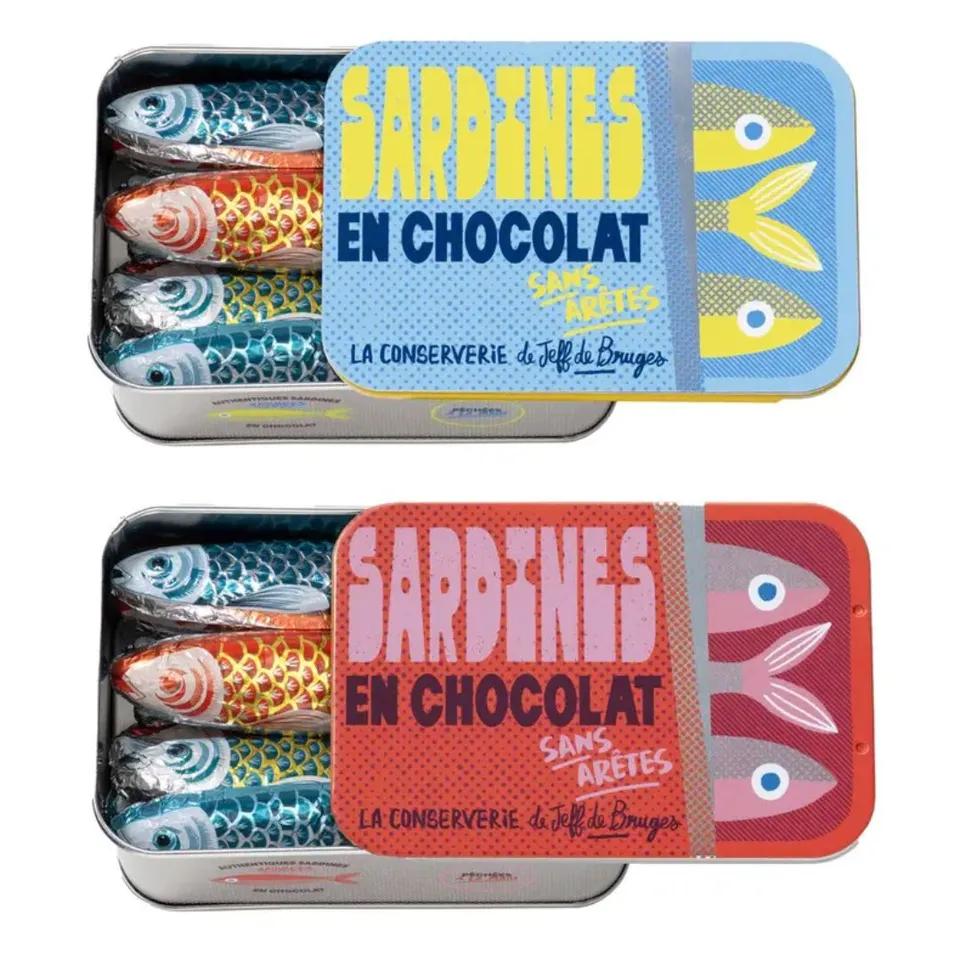 Boite métal de sardines en chocolat
