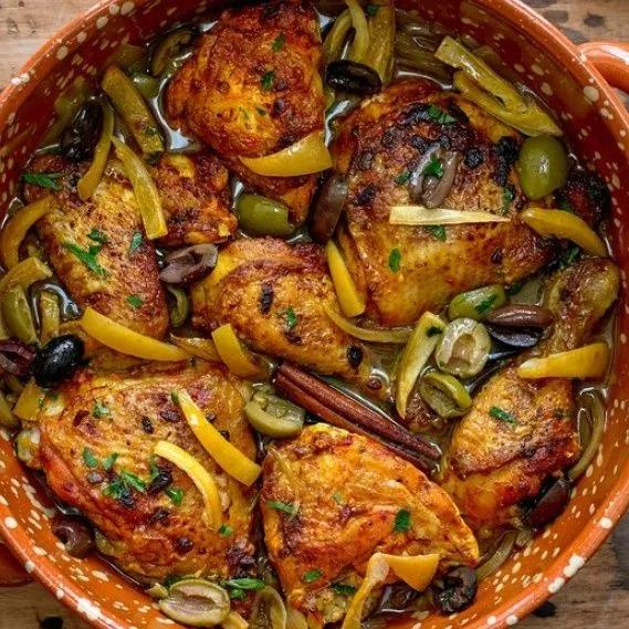 Poulet Aux Olives Et Citrons Confits