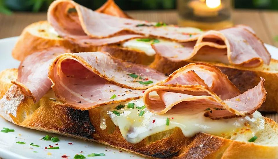 Pain À L'ail Grillé Au Fromage Et Jambon