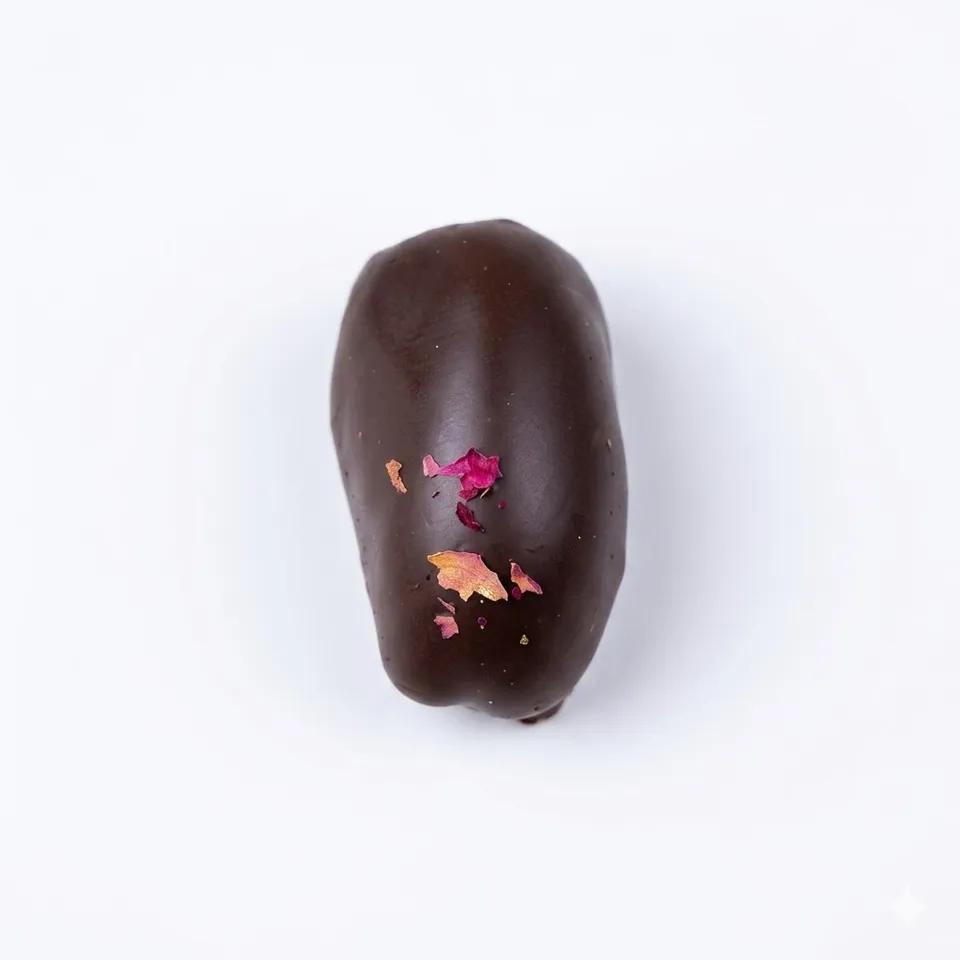 Dattes Fourrées à la rose Enrobées de Chocolat Noir