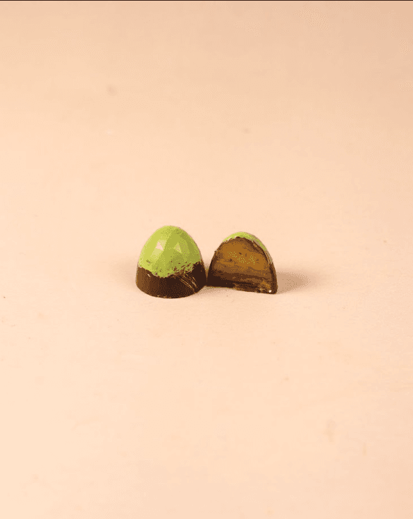 Chocolat noir ganache pistache & pralinÃ© pistache